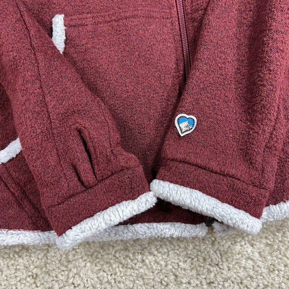 KUHL Hoodie Sherpa Jacket Full Zip Alfpaca Fleece Maroon Women’s Sz Small - Picture 4 of 9